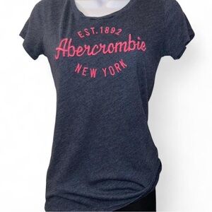 Abercrombie & Fitch Charcoal Tee with Pink Script